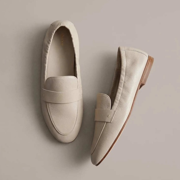 Quince Shoes - Quince Italian Leather Soft Loafer Cream Leather Elastic Heel Flats Size 7
